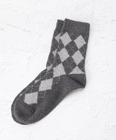 ◆ラテミルク アーガイル総柄 クルーソックス