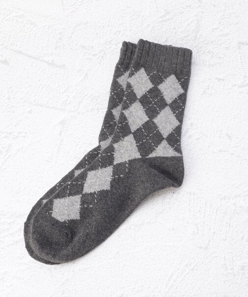 ◆ラテミルク アーガイル総柄 クルーソックス