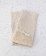 【ワンズテラスオリジナル/あったか】ジャージ ボアベルトリボン手袋 指なし