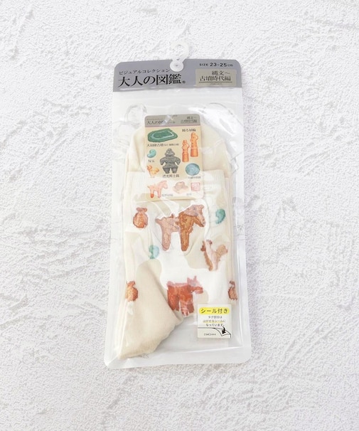 ◆大人の図鑑 木馬総柄 クルーソックス