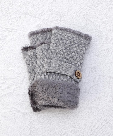 【あったか】裏モール手袋 ベルト 指無し