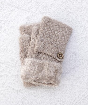 【あったか】裏モール手袋 ベルト 指無し