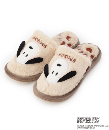 【あったか】SNOOPY 外縫いスリッパ フェイス