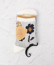 ◆花柄ジャカードクルーソックス