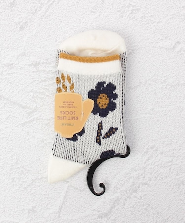 ◆花柄ジャカードクルーソックス