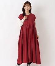 ノースリーブ 前開き比翼ワンピース