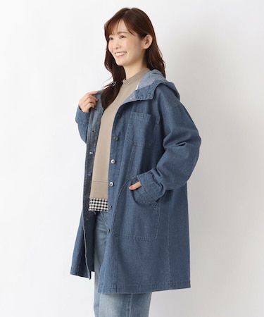 デニムフード付きコート