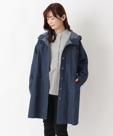 デニムフード付きコート