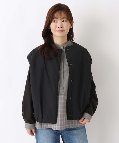 ショート丈ノーカラーベスト