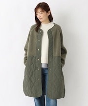 ボアキルティング切替コート