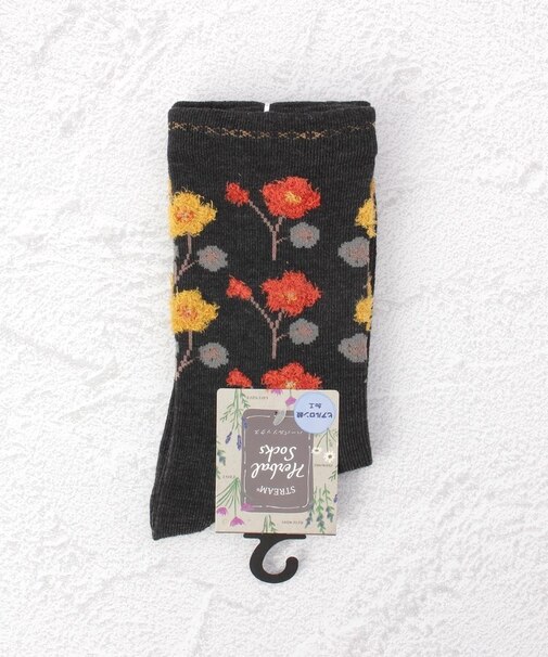 ◆ふわふわお花ロークルーソックス