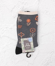 ◆お花刺繍フロートクルーソックス