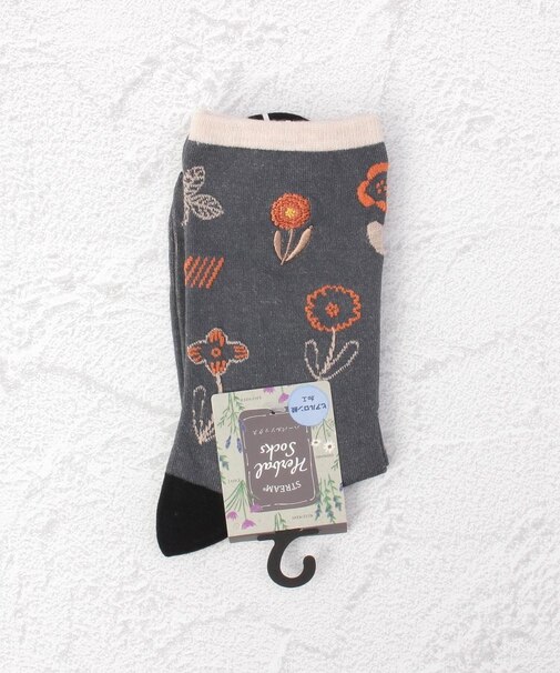 ◆お花刺繍フロートクルーソックス