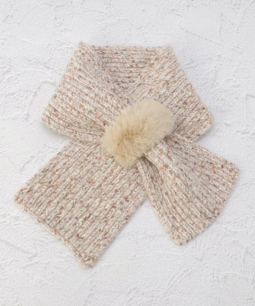 【あったか】ミックスリブ編み 差し込みマフラー