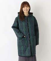 ダイヤチェック フード付コート