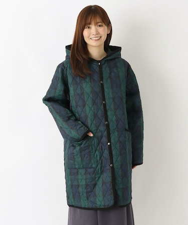 ダイヤチェック フード付コート