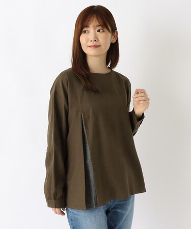 レイヤード風 タック入りブラウス