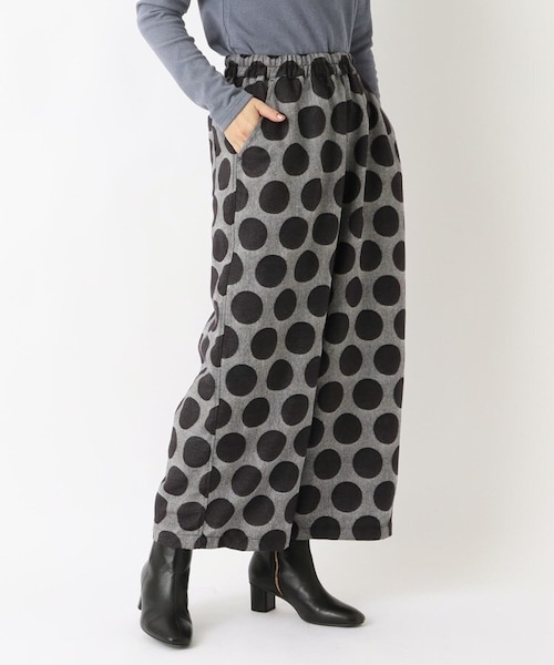 ドットジャカード 9分丈セミワイドパンツ｜ワンズテラスの通販｜&mall