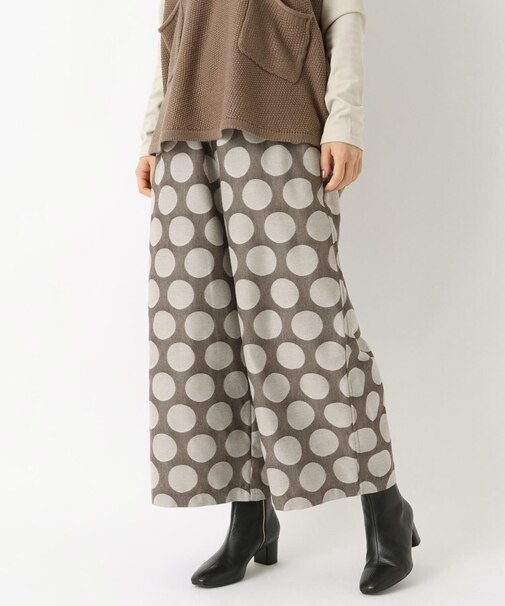 ドットジャカード 9分丈セミワイドパンツ