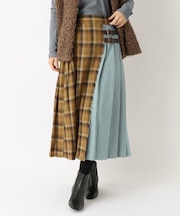 チェックデニム プリーツスカート