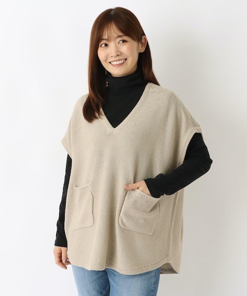 オーバーサイズ柄編みプルオーバーベスト｜ワンズテラスの通販｜&mall