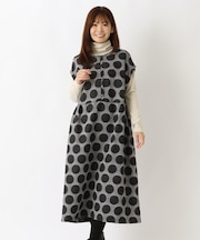 ドットジャカード フレンチスリーブワンピース