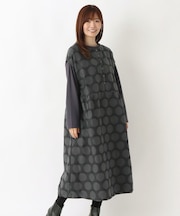 ドットジャカード フレンチスリーブワンピース