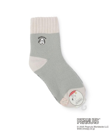 【あったか】SNOOPY 顔刺繍 ホームソックス