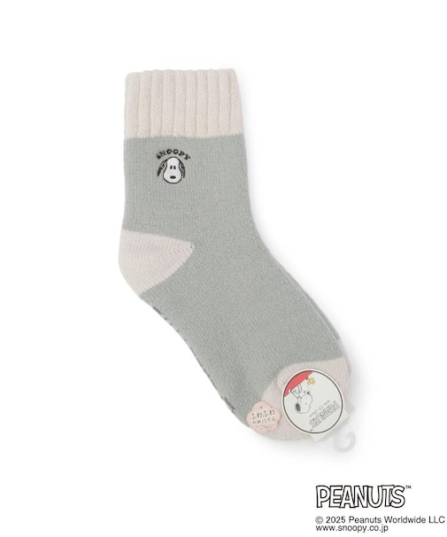 【あったか】SNOOPY 顔刺繍 ホームソックス