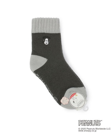 【あったか】SNOOPY 顔刺繍 ホームソックス