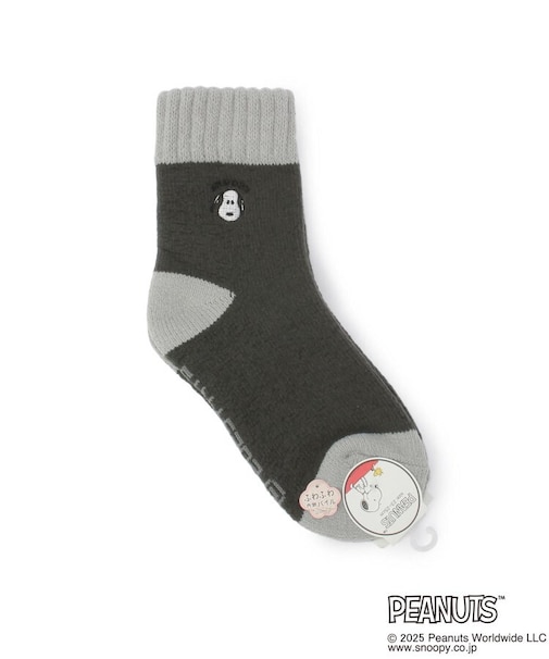 【あったか】SNOOPY 顔刺繍 ホームソックス