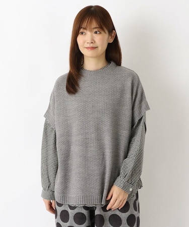 アクリルニット柄 ブラウスアンサンブル