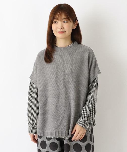 アクリルニット柄 ブラウスアンサンブル