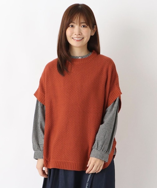 アクリルニット柄 ブラウスアンサンブル