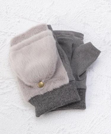 【あったか】2WAYファー 指カバー付き