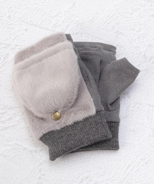 【あったか】2WAYファー 指カバー付き