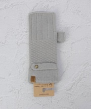 【あったか】ベルト付きケーブル編み指無しグローブ