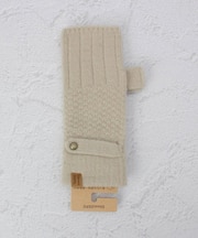 【あったか】ベルト付きケーブル編み指無しグローブ