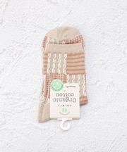 ◆オーガニックコットン 杢パッチワーク クルーソックス