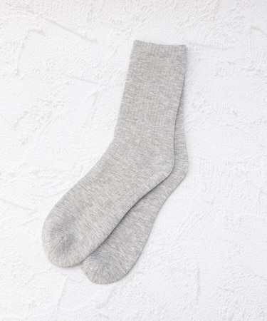 ◆無地リブ裏起毛ロークルークォーターソックス