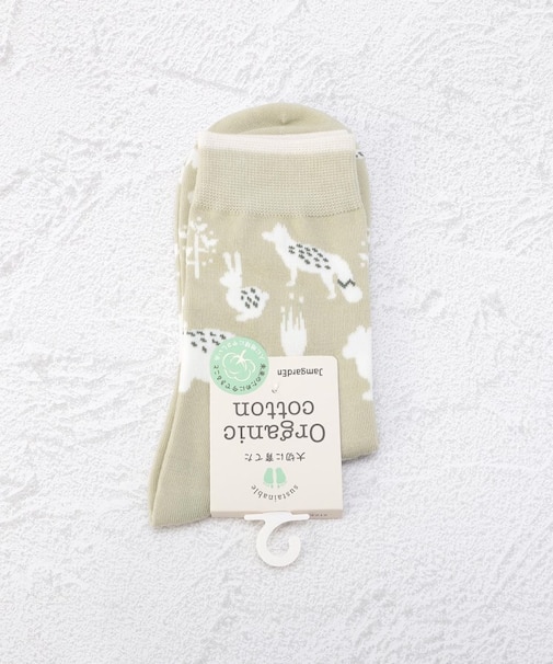 ◆オーガニックコットン 森の動物達 クルーソックス