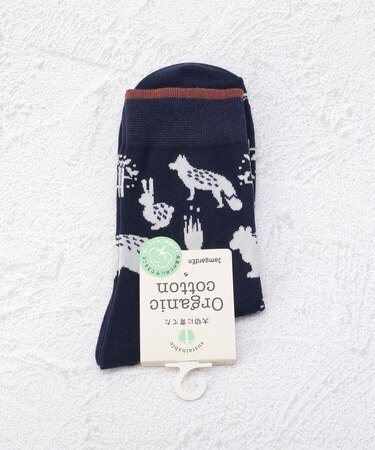 ◆オーガニックコットン 森の動物達 クルーソックス