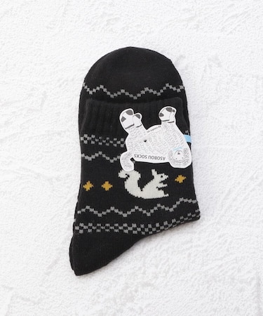 ◆ASOBOU カウチンニット風リス クォーターソックス