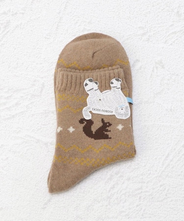 ◆ASOBOU カウチンニット風リス クォーターソックス