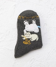 ◆ASOBOU 内パイル編 キャット クォーターソックス