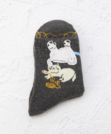 ◆ASOBOU 内パイル編 キャット クォーターソックス