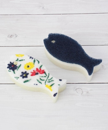 ◆【ワンズテラスオリジナル】おさかな スポンジ ガーデン柄 2P