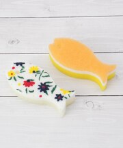 ◆【ワンズテラスオリジナル】おさかな スポンジ ガーデン柄 2P