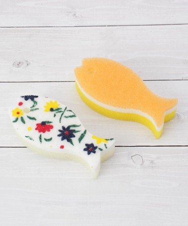 ◆【ワンズテラスオリジナル】おさかな スポンジ ガーデン柄 2P