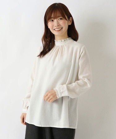 ネルスタンドフリルブラウス